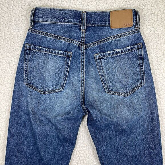 Aeropostale Jeans Women’s Size 00R (Actual 25x25) Blue 90’s Baggy Distressed - Picture 6 of 14